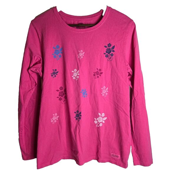 Life Is Good Tops - Life is Good Long Sleeve Crusher Tee Pink Floral Womens Large